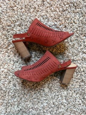 Francesca’s Rust Cutout Slingback Heeled Sandals Size 8.5